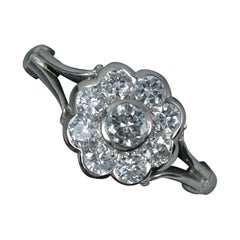 Vintage 18 Carat White Gold and 0.65ct Diamond Daisy Cluster Ring