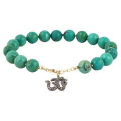 925 Sterling Silver 1.37cts Diamond & 129.86cts Turquoise Bracelet