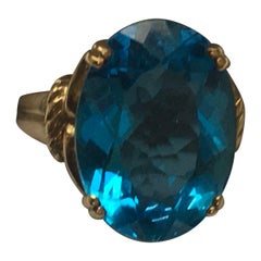 Large Swiss Blue Topaz Cocktail Ring