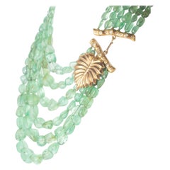 18K Yellow Gold Closure Diamonds Natural Emerald Cocktail Necklace Intini Jewels