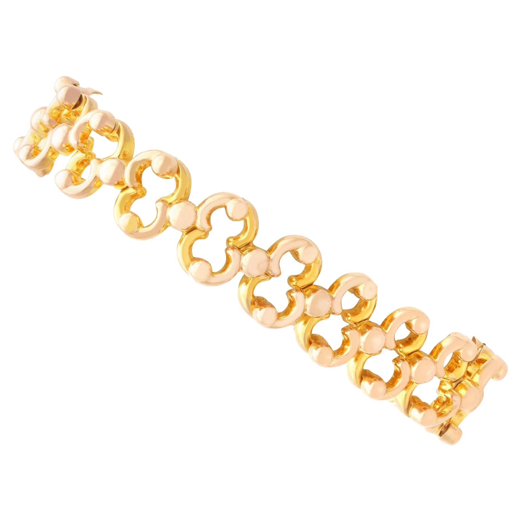 Antique Yellow and Rose Gold Expandable Bracelet For Sale