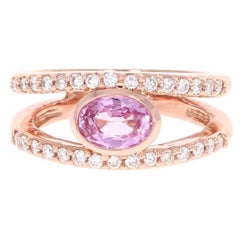 1.48 Carat Pink Sapphire Diamond 14 Karat Rose Gold Ring
