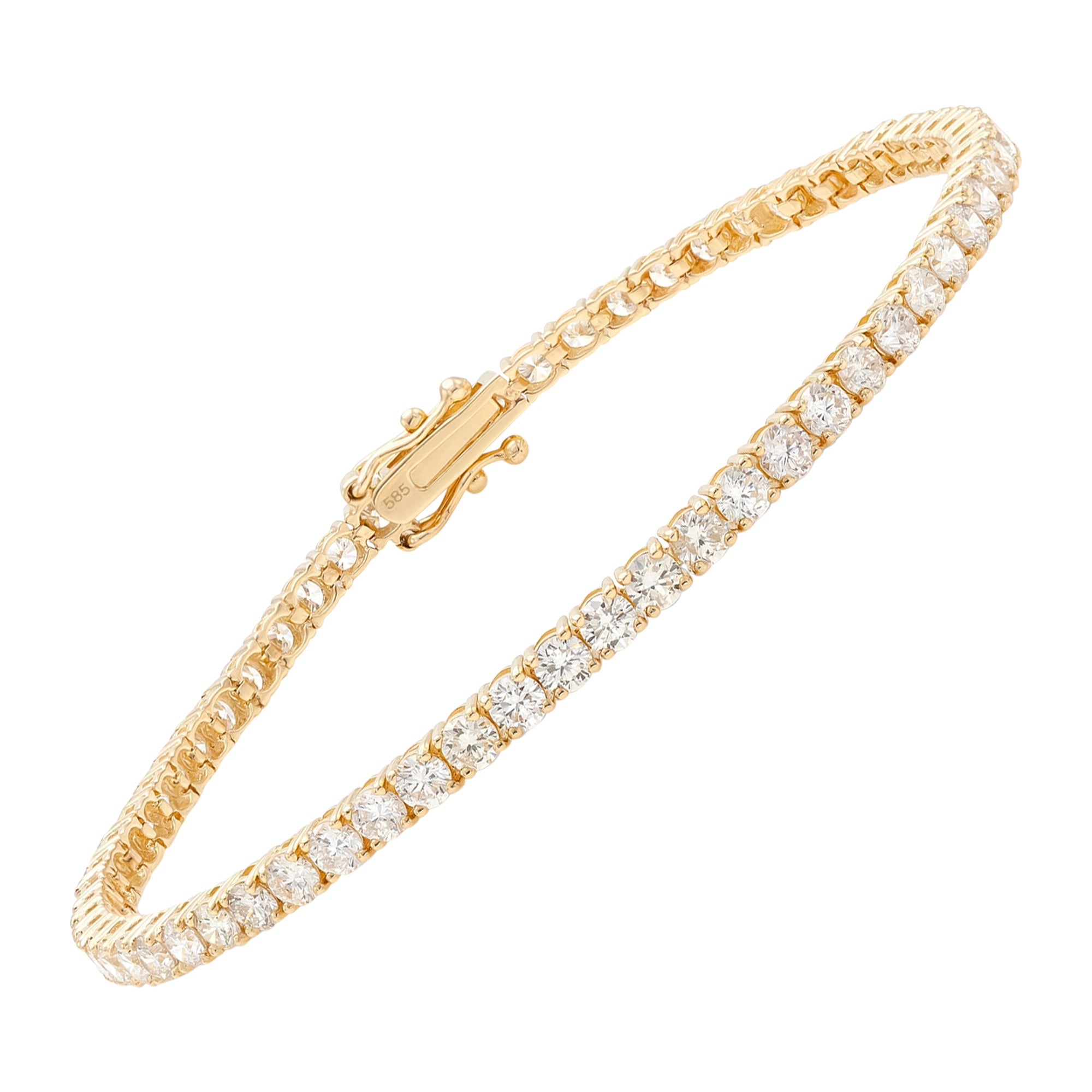 Bracelet tennis en or jaune 14 carats avec diamants de 4,62 carats