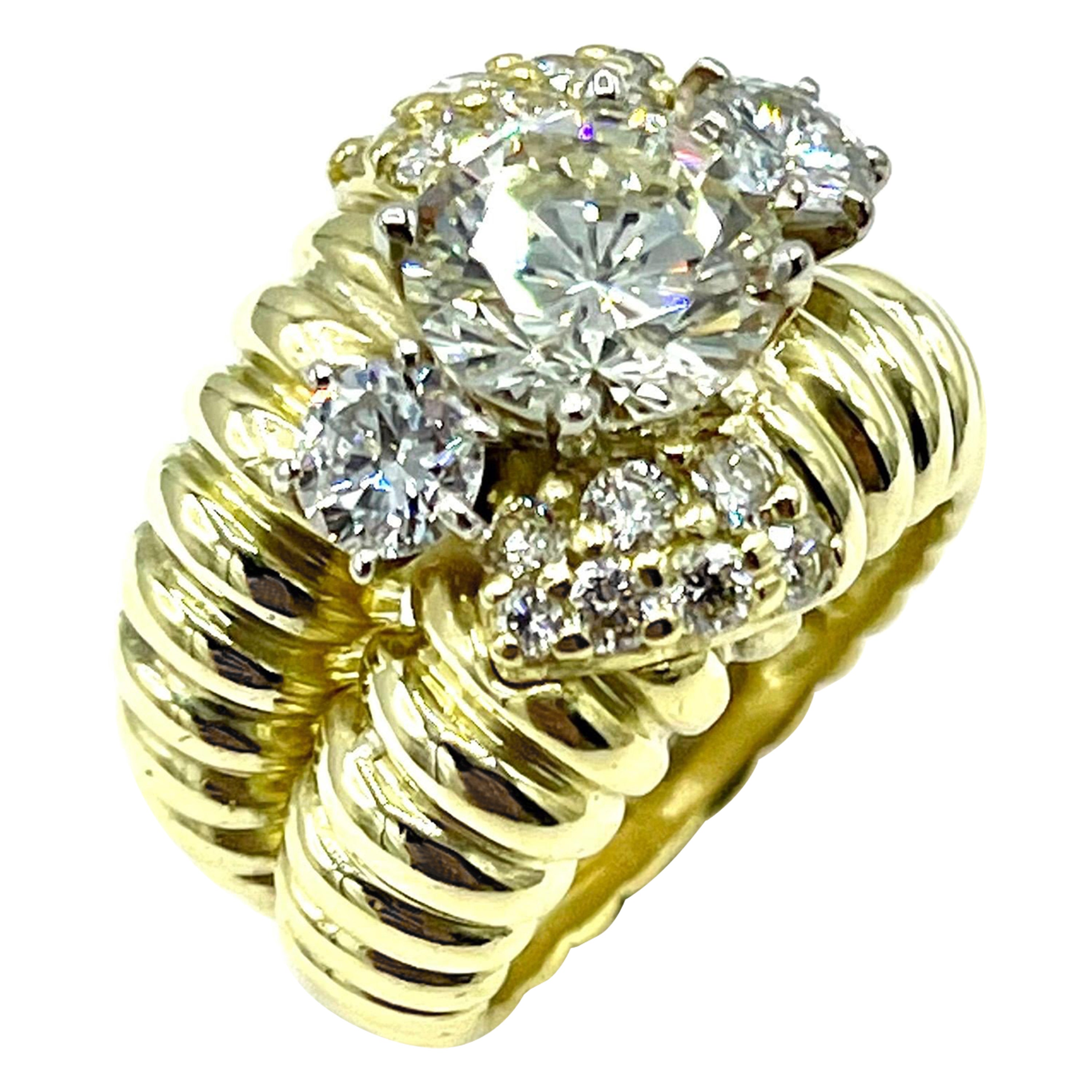 Jose Hess 2,20 Karat runder Brillant-Diamant und 18K Gelbgold Ring im Angebot