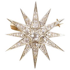 Late Victorian Diamond Star Brooch Pendant and Hair Pin in Original Box