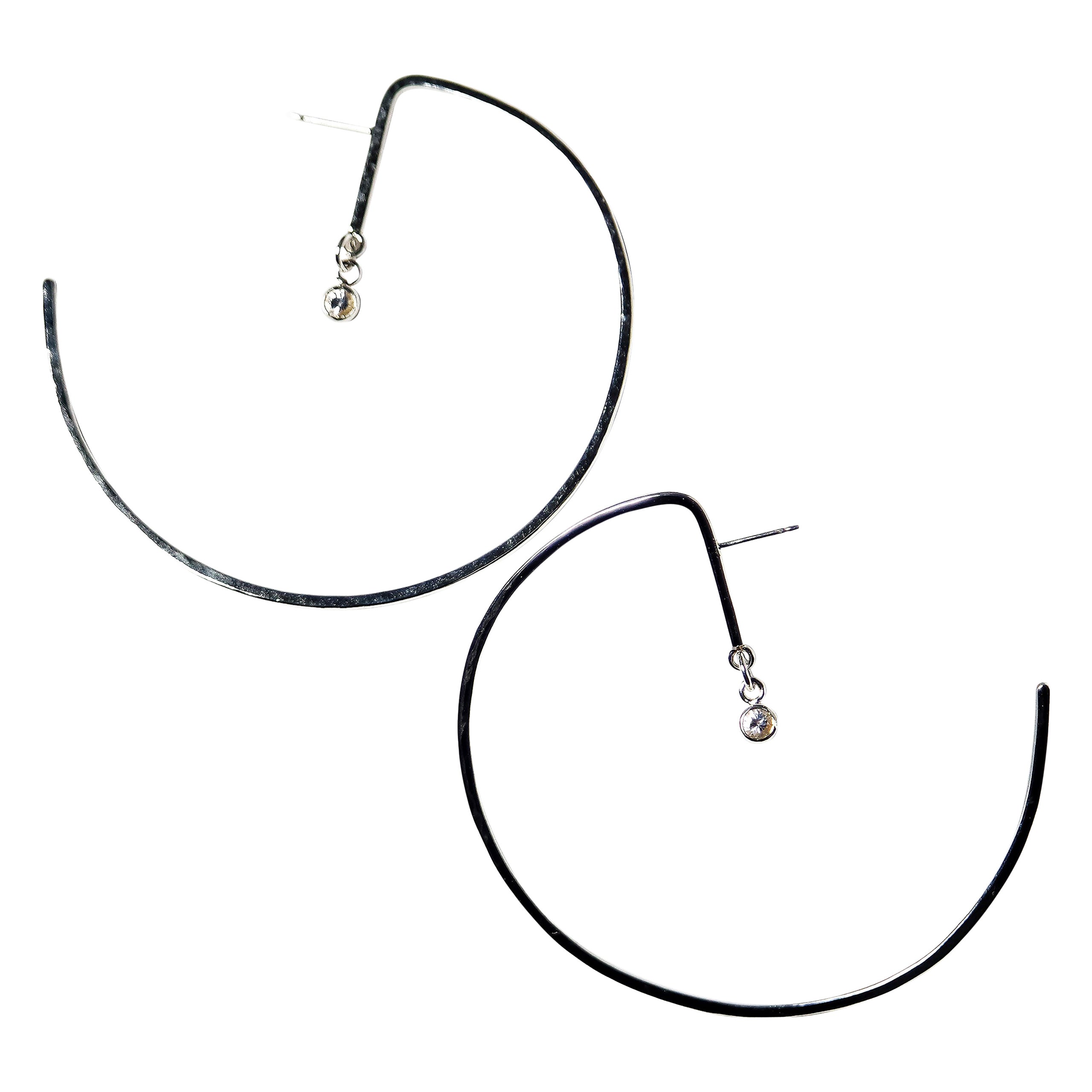 Lunar Star Sterling Silver Topaz Hoop Earrings by TIN HAUS For Sale