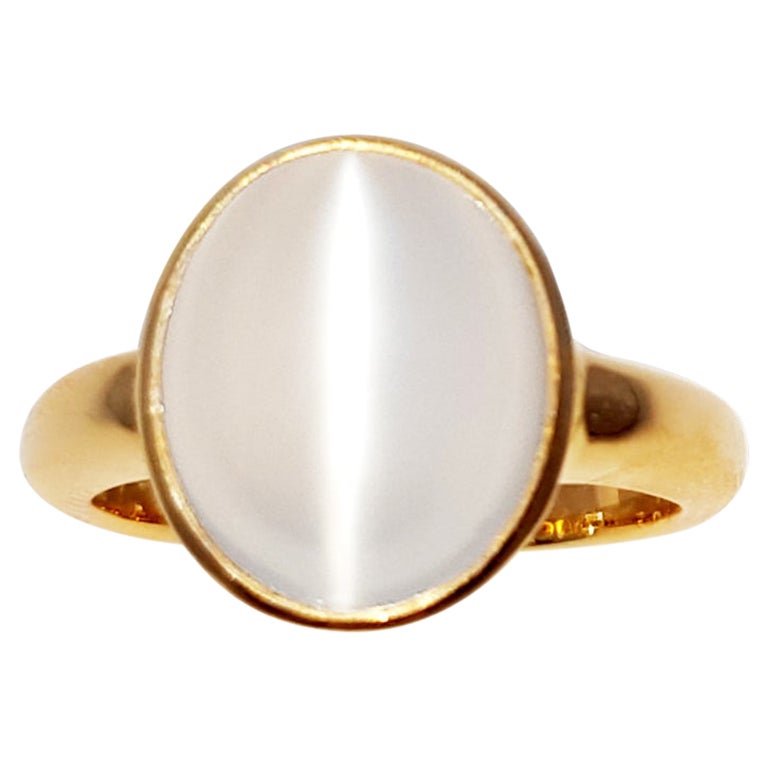 Moonstone Ring Set in 18 Karat Rose Gold Settings For Sale