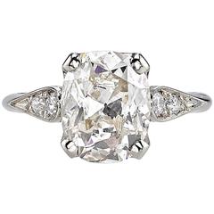 3.72 Carat Cushion Cut Diamond Gold Ring