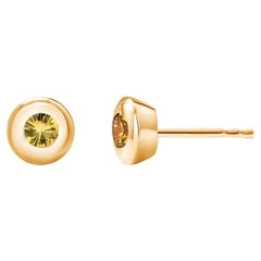 Fourteen Karat Yellow Gold Bezel Set Yellow Sapphire Stud Earrings