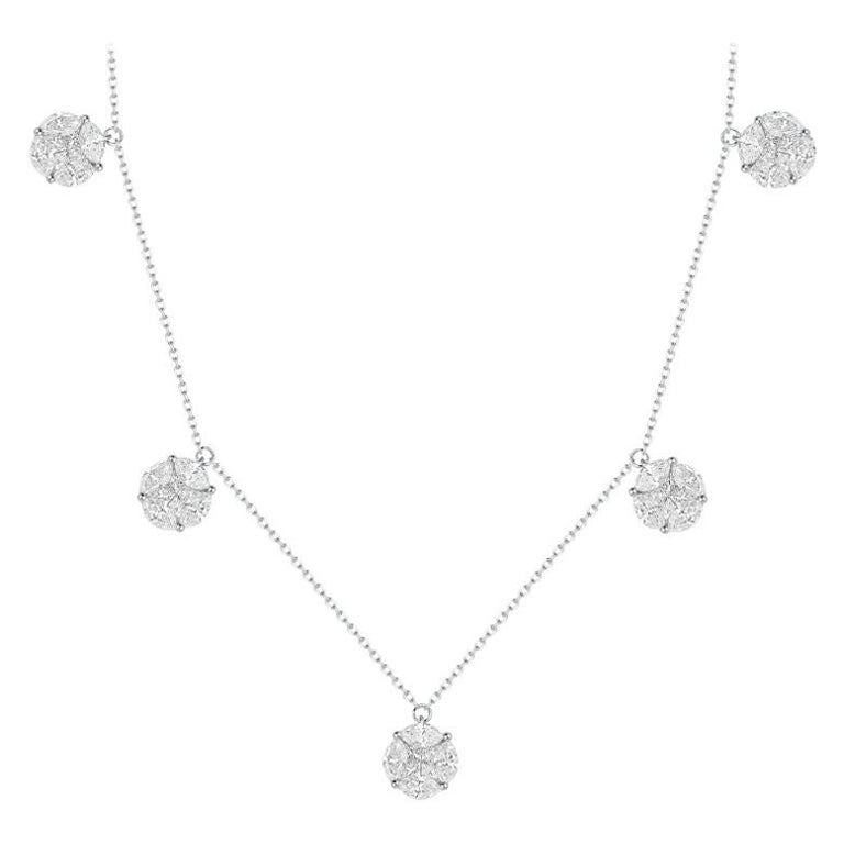 Illusion Diamond Charm Necklace in 18K White Gold