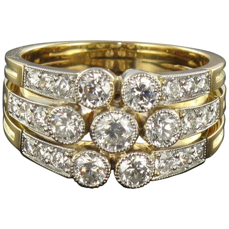 Superb Diamond Gold 3 Band Ring For Sale at 1stdibs