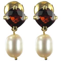 Garnet and Pearl Drop Earrings 11