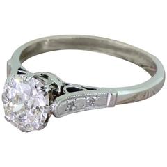 Art Deco 1.45 Carat Old Cut Diamond Engagement Ring