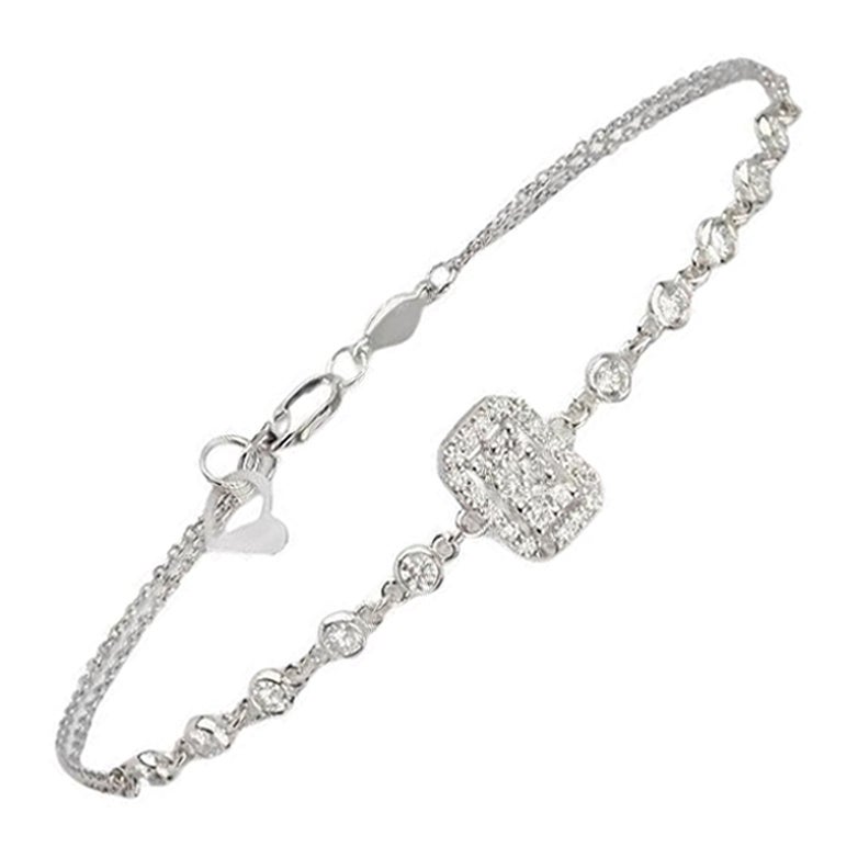 Illusion Diamond Chain Bracelet in 18K White Gold, Medium