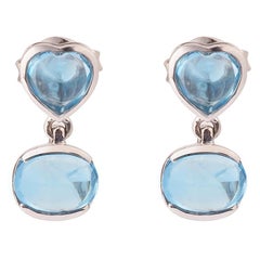 Heart and Oval Cut Topaz 18 Carats White Gold Earrings