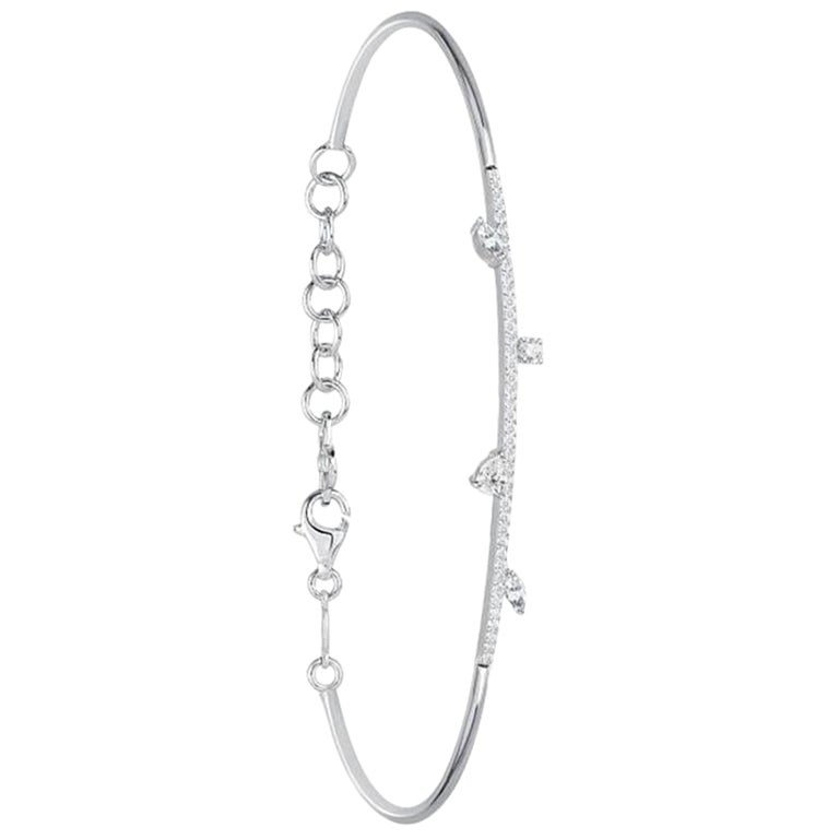Linear Diamond Cuff Bracelet in 18K White Gold, Large