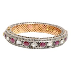 Diamond and Ruby Tennis Bangle in Art-Deco Style