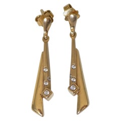 Vintage Art Deco Style 14K Gold Drop Earrings