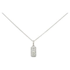 Modern 1.00 Ctw Diamond Platinum 14 Karat White Gold Pendant Necklace