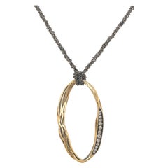 Antonini 18KT Yellow Gold Oval Pendant with 0.29Cts Brown Diamonds