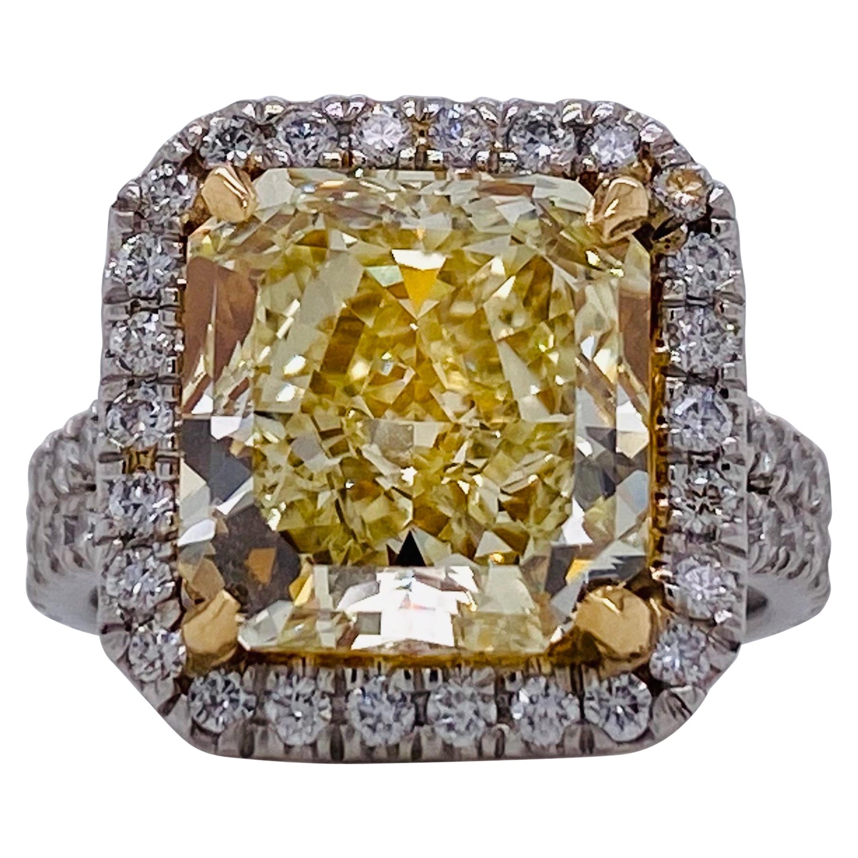 DiamondTown GIA Certified 2.25 Carat Natural Fancy Yellow Diamond Ring