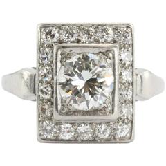 Art Deco Transition Cut Diamond Platinum Engagement Ring