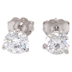 Medium Diamond Stud Earrings on 18 Karat White Gold