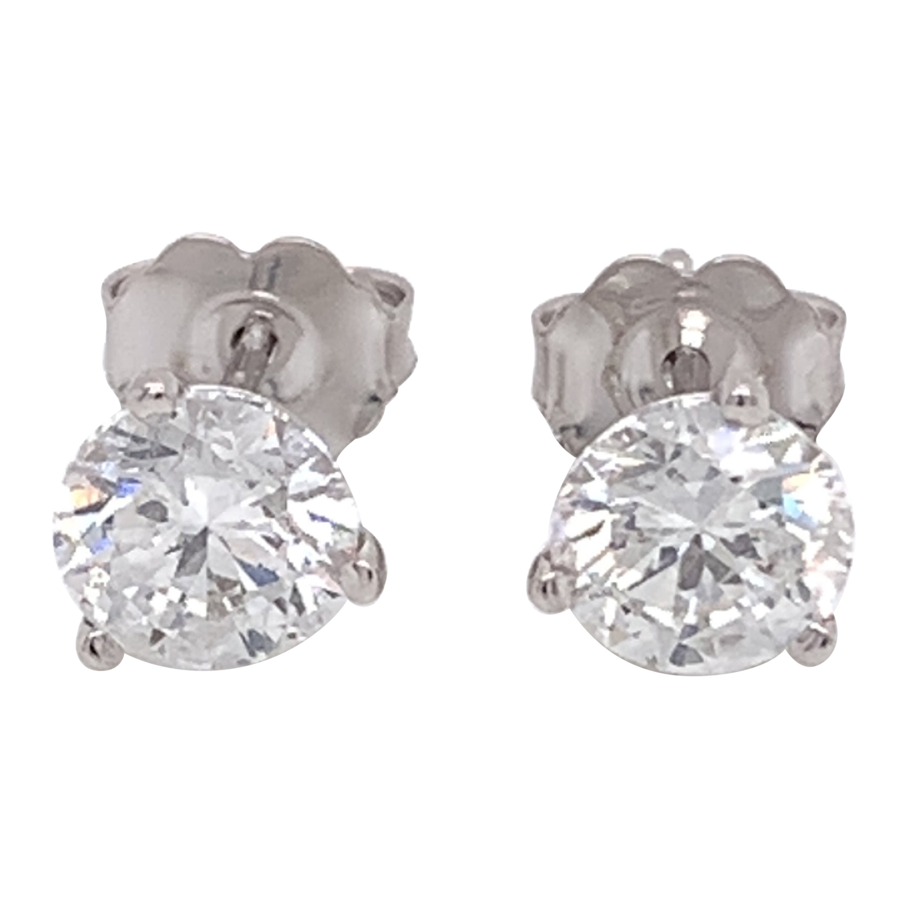 Medium Sized Diamond Stud Earrings on 18kt White Gold