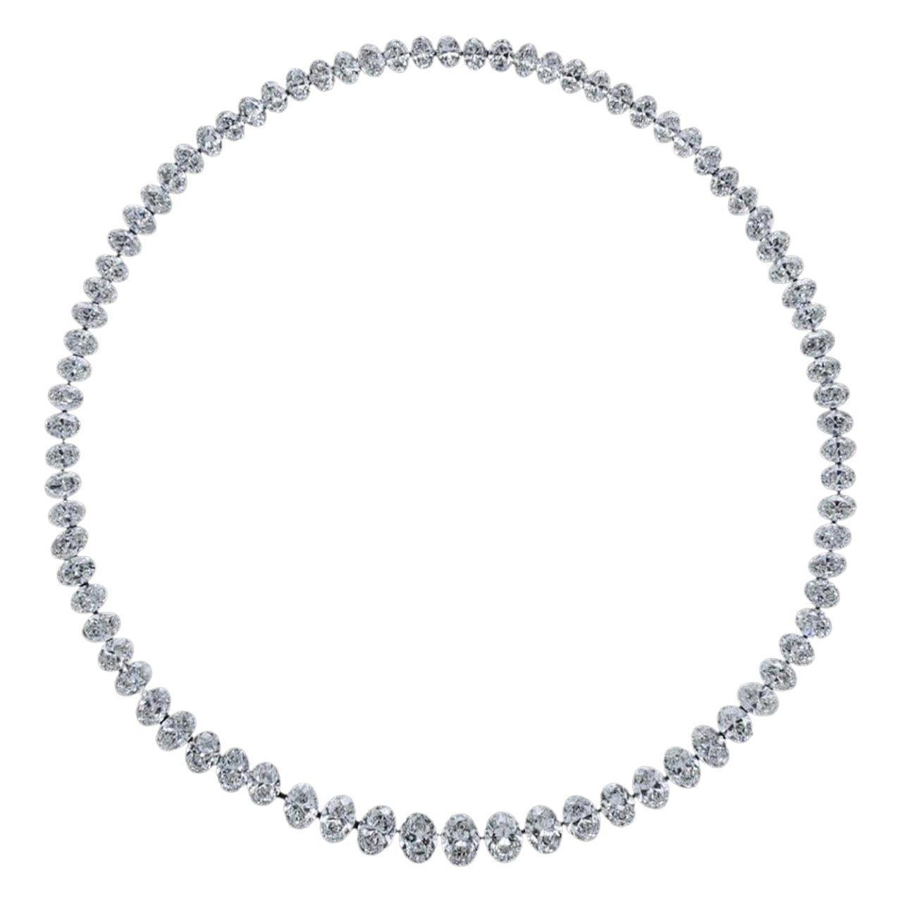 Emilio Jewelry, collier layout de diamants ovales certifiés GIA de 16,88 carats en vente