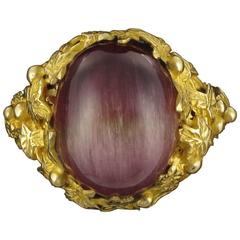 Exceptional 16 Carat Watermelon Cabochon Tourmaline Gold Ring 2