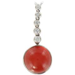 5,70 carats Fire Opal and Diamond Pendant 12