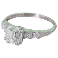 Art Deco 1.50 Carat Old Cut Diamond Platinum Engagement Ring