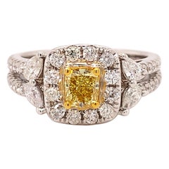 0.54 Carat Fancy Intense Yellow Diamond Ring