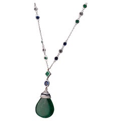 Certified 23.95 Carat Emerald Drop Pendant Necklace