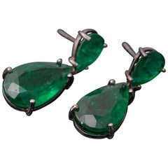 16.98 Carat Pear Shape Emerald Earrings