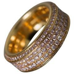 Pave Pink Diamond Gold Band Ring