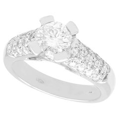 Bague solitaire vintage en or blanc 18 carats et diamants 1 carat, c. 1980