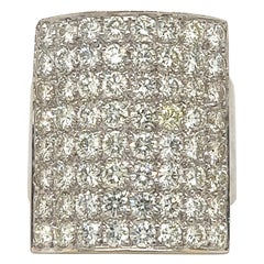 Vintage Natan Elongated Diamond Cocktail Ring 18k White Gold 3.21 Ct.