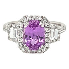 No Heat Purplish Pink Sapphire & Diamond Ring in 14 Karat White Gold