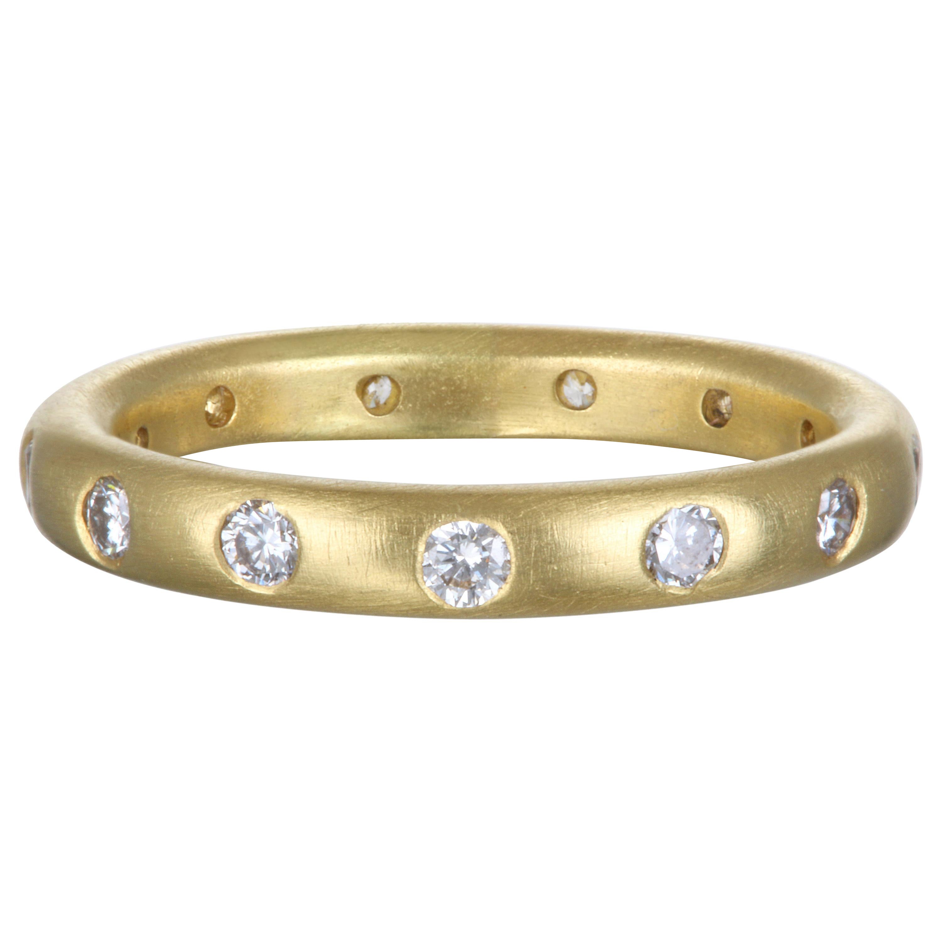 Faye Kim 18 Karat Gold Burnished Diamond Band Ring