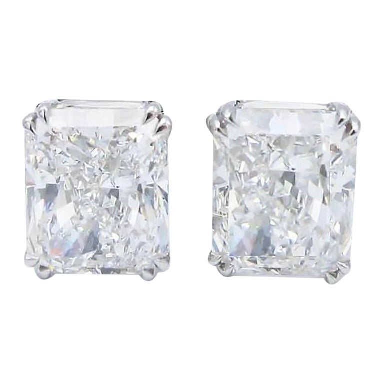 Emilio Jewelry GIA Certified 6.00 Carat Radiant Cut Diamond Studs For Sale