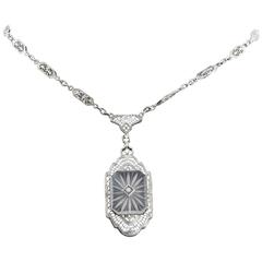 Antique Art Deco L Fritschze & Co. Camphor Diamond Gold Necklace