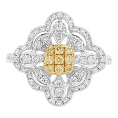 Yellow Diamond White Diamond Platinum Cocktail Ring