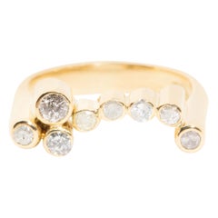 18 Carat Yellow Gold Rub over Brilliant Diamond Vintage Harmonium Cluster Ring