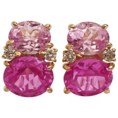 Medium GUM DROP™ Earrings  with Pink Topaz and Diamond 