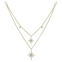 Luxle 1/3 Karat T.W. Doppelreihige Diamant-Halskette mit Sternschliff aus 14 Karat Gold 