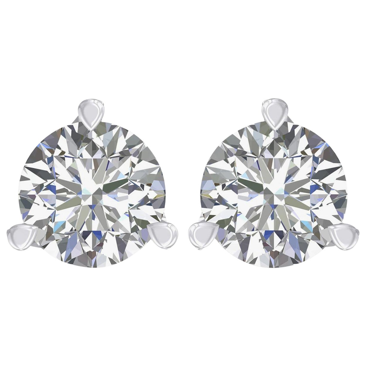 Harakh GIA Certified 2.00 Carat EF Color VS2 Clarity 18 Kt Diamond Stud Earrings For Sale