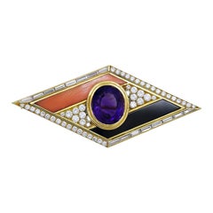 Vintage Bvlgari Amethyst Diamond Brooch