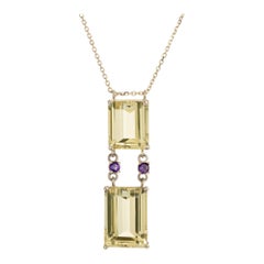 9.92 Carat Beryl Heliodor Amethyst Yellow Gold Pendant Necklace