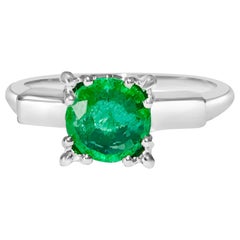 GIA Certified Vintage 2.00 Carat Natural Emerald Platinum Engagement Ring